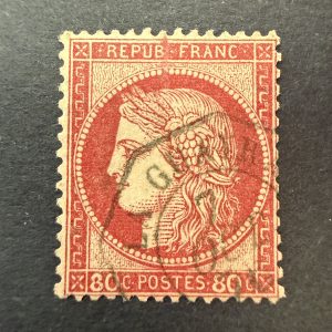 Y&T 57, "Cérès 80c rose" en oblitéré cachet octogonal "La Guayra" rare - TB