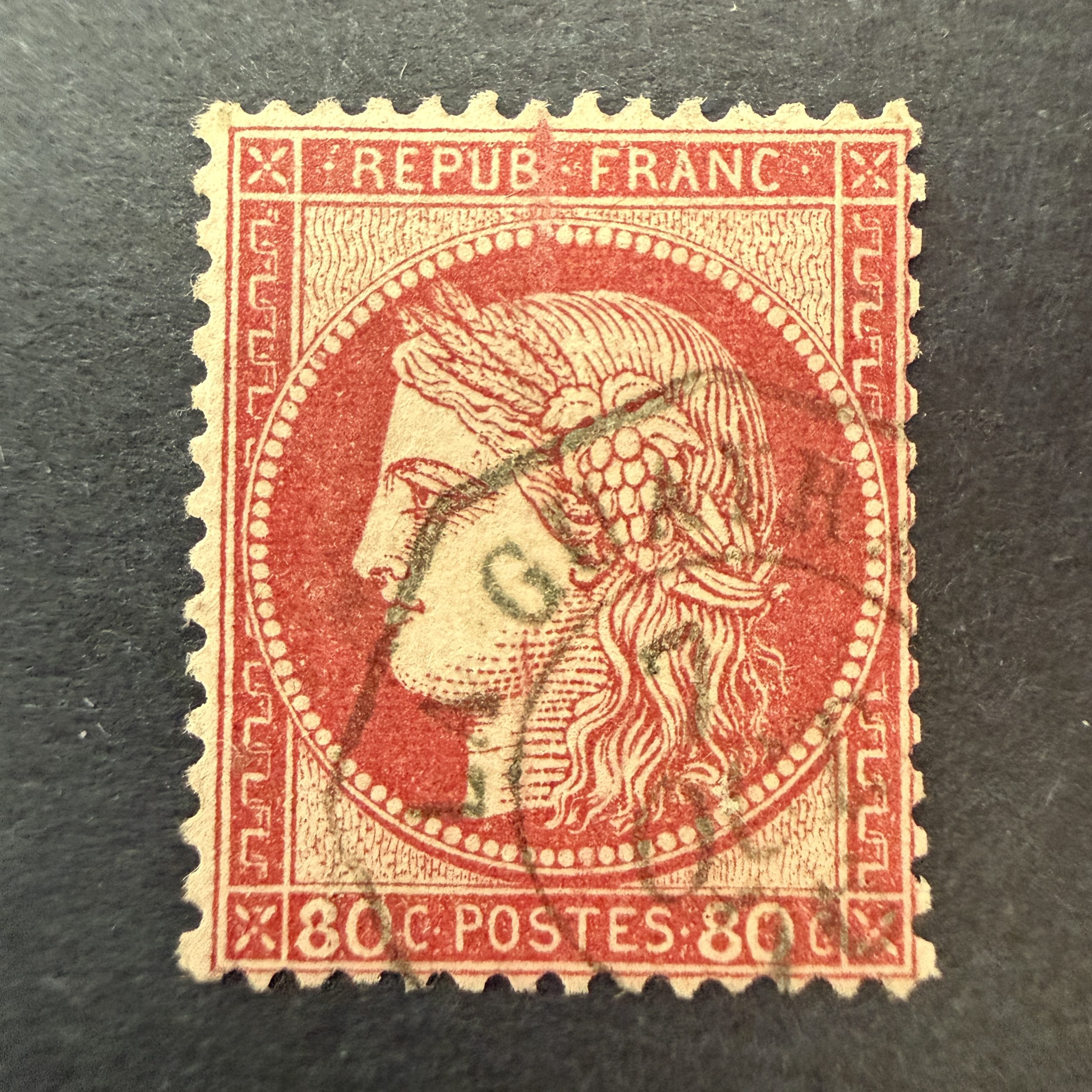 Y&T 57, "Cérès 80c rose" en oblitéré cachet octogonal "La Guayra" rare - TB