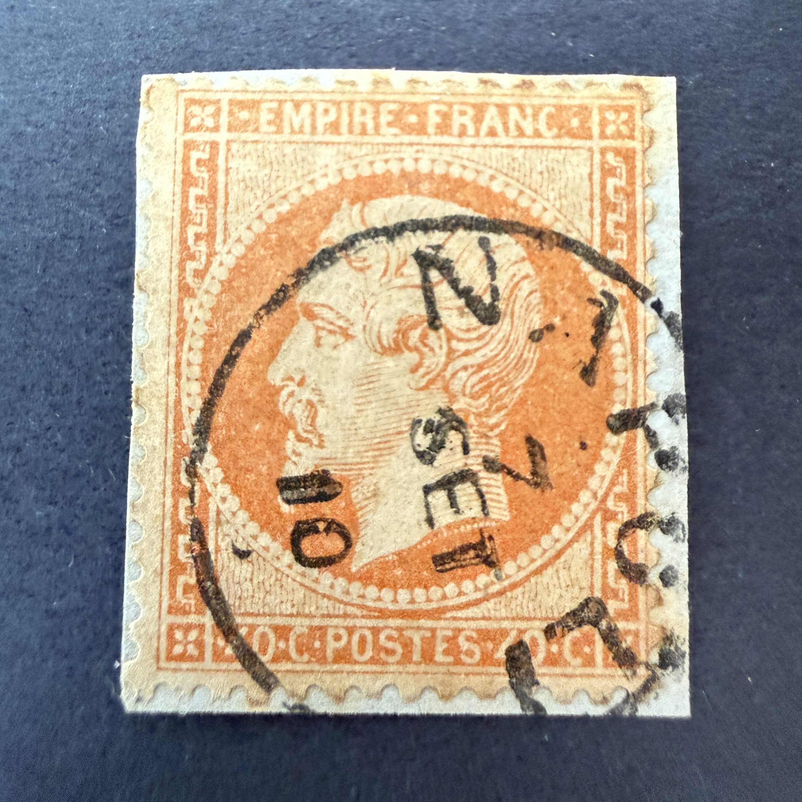 Y&T 23, "Napoléon 40c orange" en oblitéré cachet NAPOLI italien - TB signé Calves