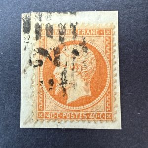 Y&T 23, "Napoléon 40c orange" en oblitéré roue espagnole - TB signé Calves