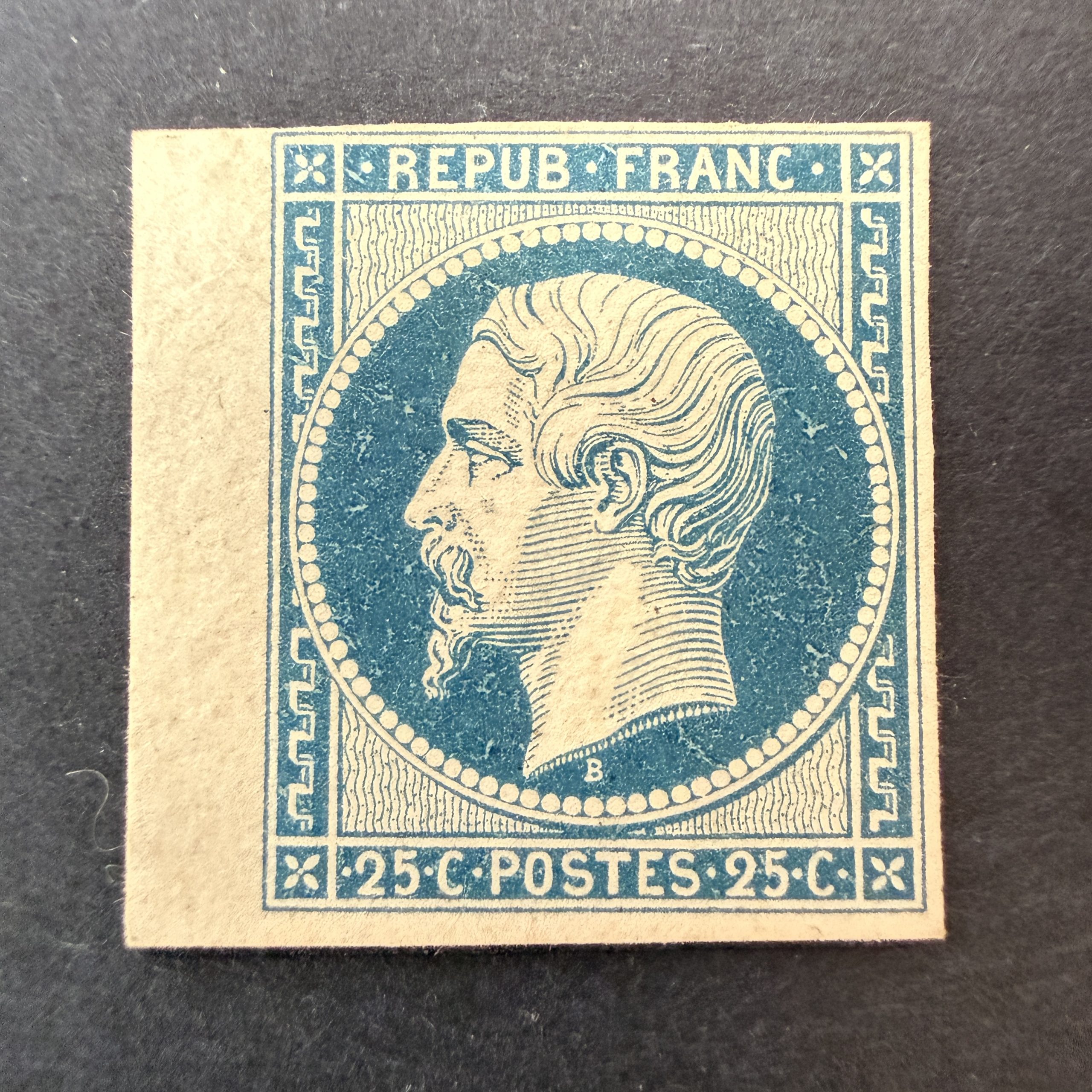Essai, "Présidence 25c bleu" bord de feuille papier carton en neuf - TB