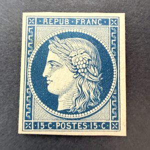 Essai, "Cérès 15c bleu" papier carton en neuf - TB