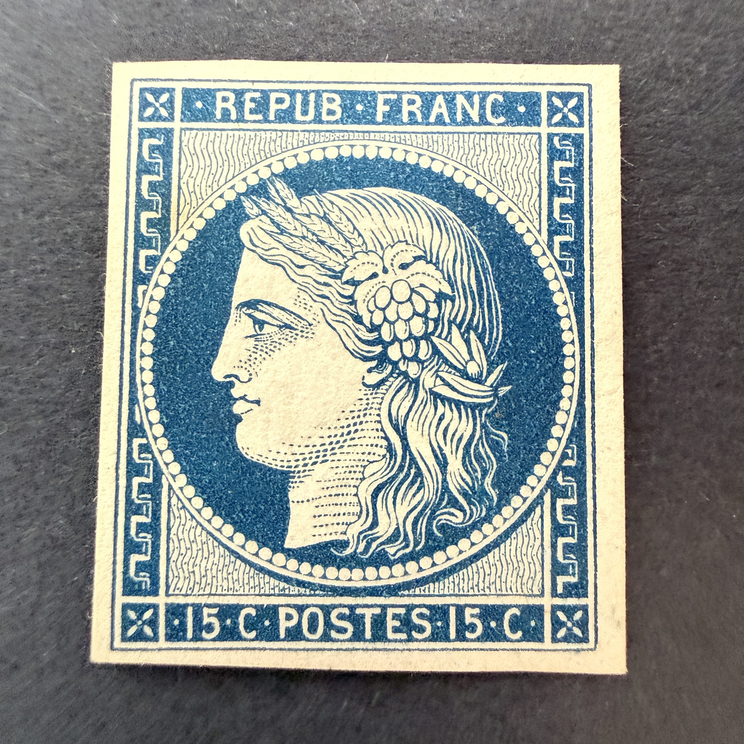 Essai, "Cérès 15c bleu" papier carton en neuf - TB