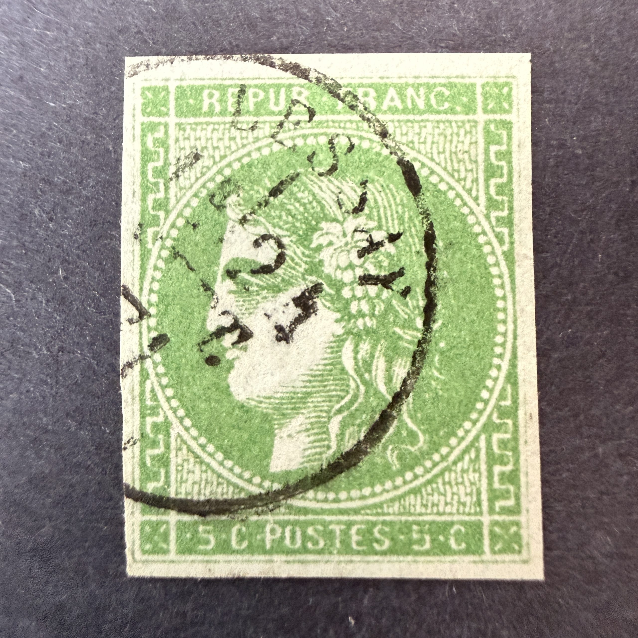 Y&T 42B, "Bordeaux 5c vert jaune" en oblitéré cachet à date - TB