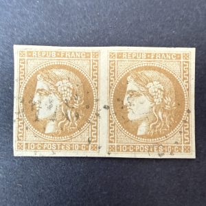 Y&T 43B, "Bordeaux 10c" type I cases 1-2 en paire en oblitérés - superbe