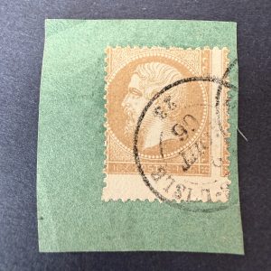 Y&T 21, "Napoléon 10c bistre" légende quasi effacée et erreur piquage en oblitéré - TB
