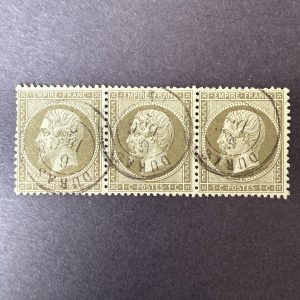 Y&T 19, "Napoléon 1c olive" en bande de 3 en oblitéré - TB