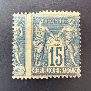 Y&T 101, "Sage 15c bleu" variété piquage en neuf * - TB