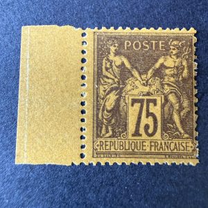 Y&T 99, "Sage 75c violet sur orange" bord de feuille en neuf * - TB