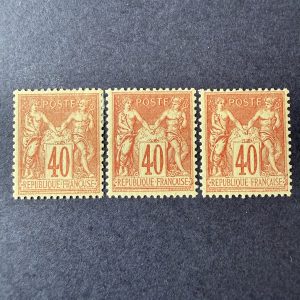 Y&T 94, "Sage 40c orange" 3 nuances en neufs * (1 timbre neuf **) - TB