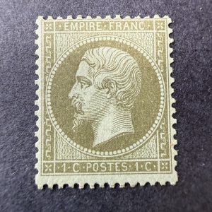 Y&T 19, "Napoléon 1c olive" en neuf * avec charnière. Signé Brun. TB.