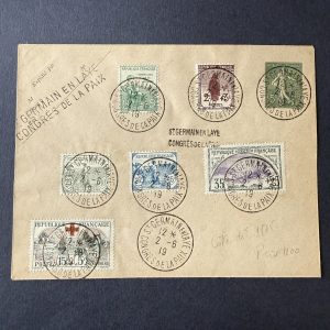 Y&T 148/152 et 156, "Orphelins et Croix Rouge" en oblitérés sur lettre. Superbe.