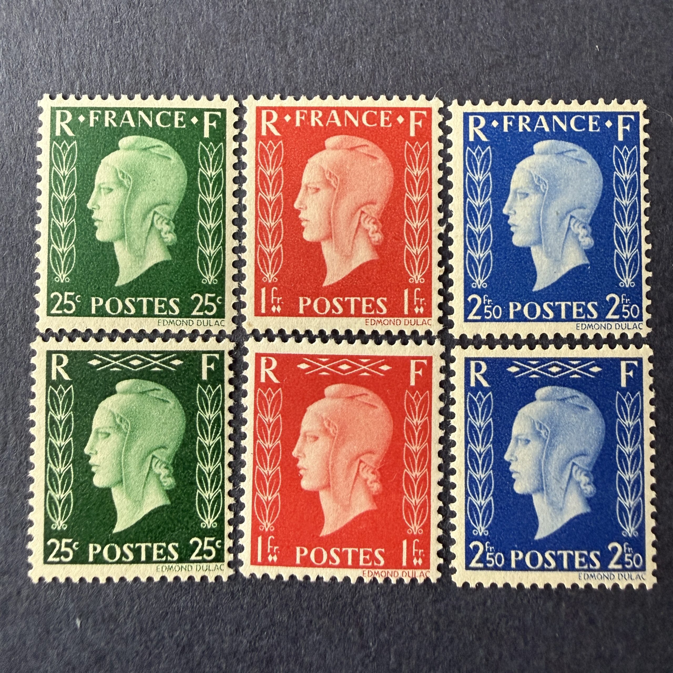 Y&T 701A/F, "Dulac non émises" en neufs * avec charnière. TB.