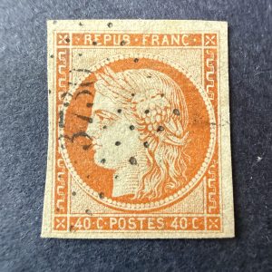 Y&T 5, "Cérès 40c orange" en oblitéré. Signé Calves. TB.