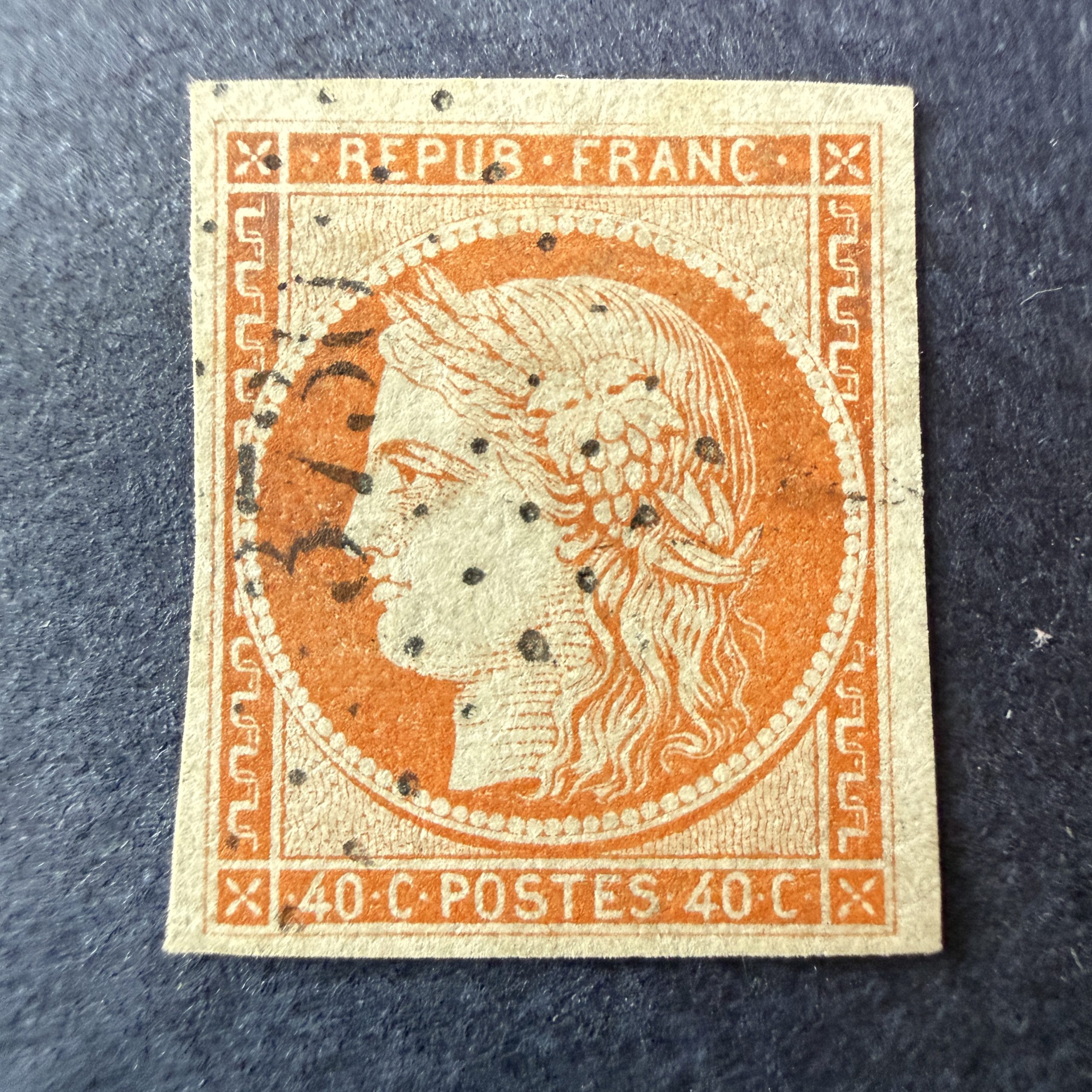 Y&T 5, "Cérès 40c orange" en oblitéré. Signé Calves. TB.