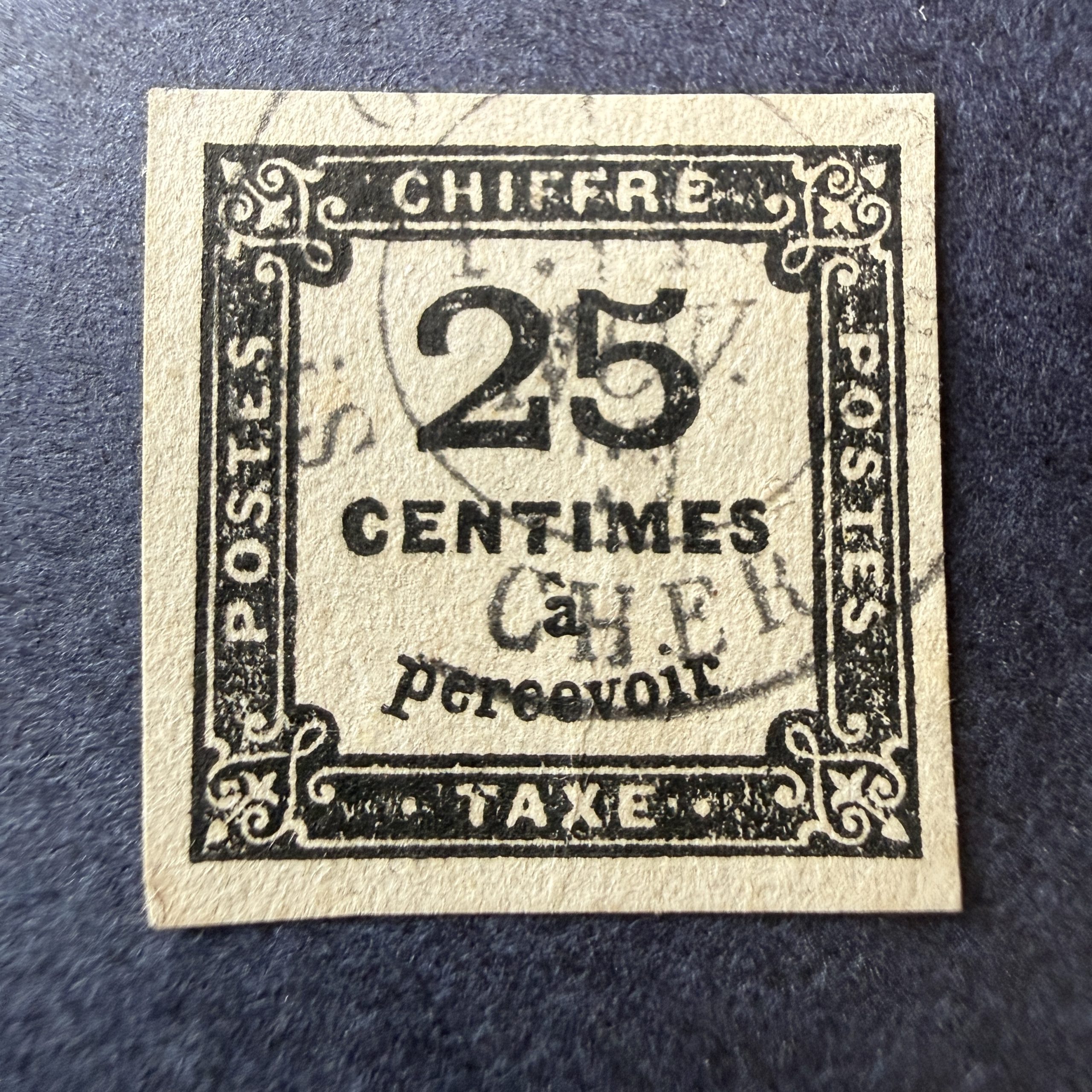 Taxe Y&T 5, "Chiffre Taxe 25c" en oblitéré. Superbe.