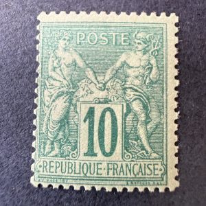Y&T 76, "Sage 10c vert" type II en neuf **. Signé Calves. B/TB.