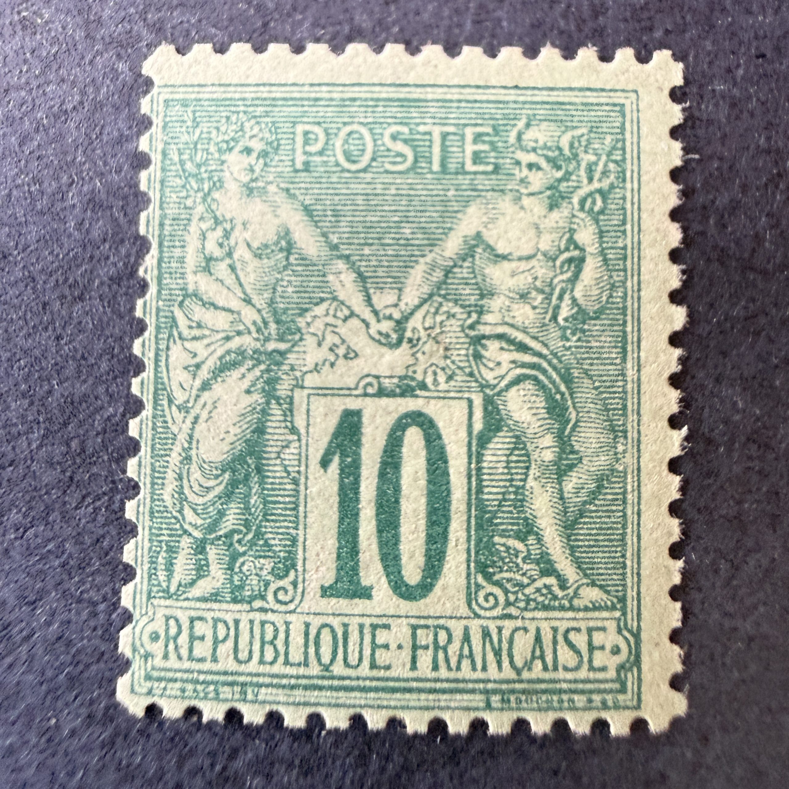 Y&T 76, "Sage 10c vert" type II en neuf **. Signé Calves. B/TB.