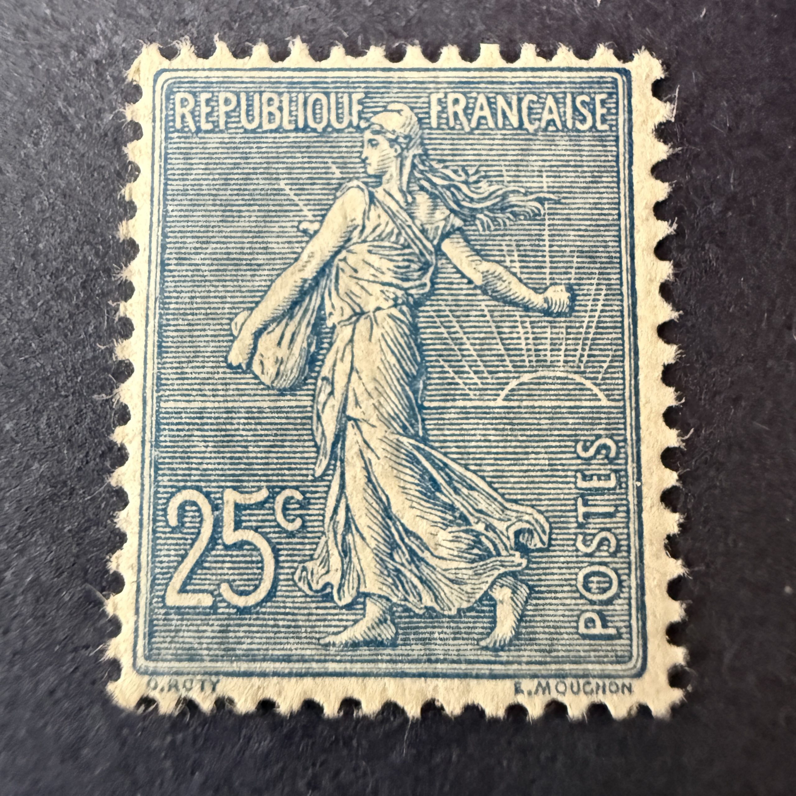 Y&T 132, "Semeuse 25c bleu" centré en neuf ** - TB