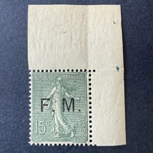 Franchise Militaire Yvert 3, "Semeuse 15c" cdf en neuf ** sans charnière. Signé Calves. SUP.