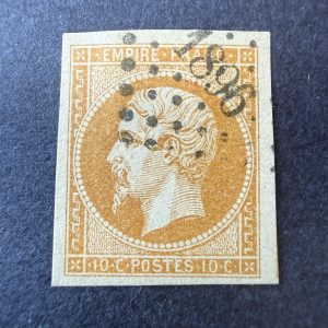 Yvert 13A, "Napoléon 10c" pièce choisie en oblitéré. Superbe.