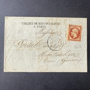 Yvert 17A "Napoléon 80c carmin" oblitéré sur lettre. TB.