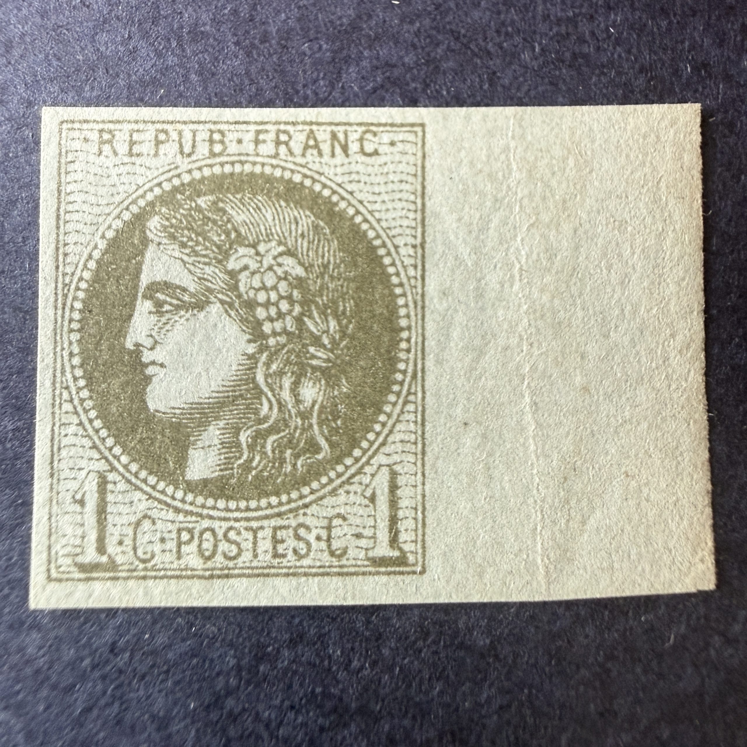 Yvert 39C, "Bordeaux 1c olive" bdf en neuf **. Signé Brun. Superbe.