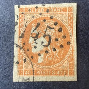 Yvert 48, "Bordeaux 40c orange" en oblitéré. Superbe.