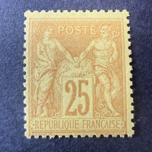Yvert 92, "Sage 25c bistre jaune" en neuf **. Certificat. Superbe.