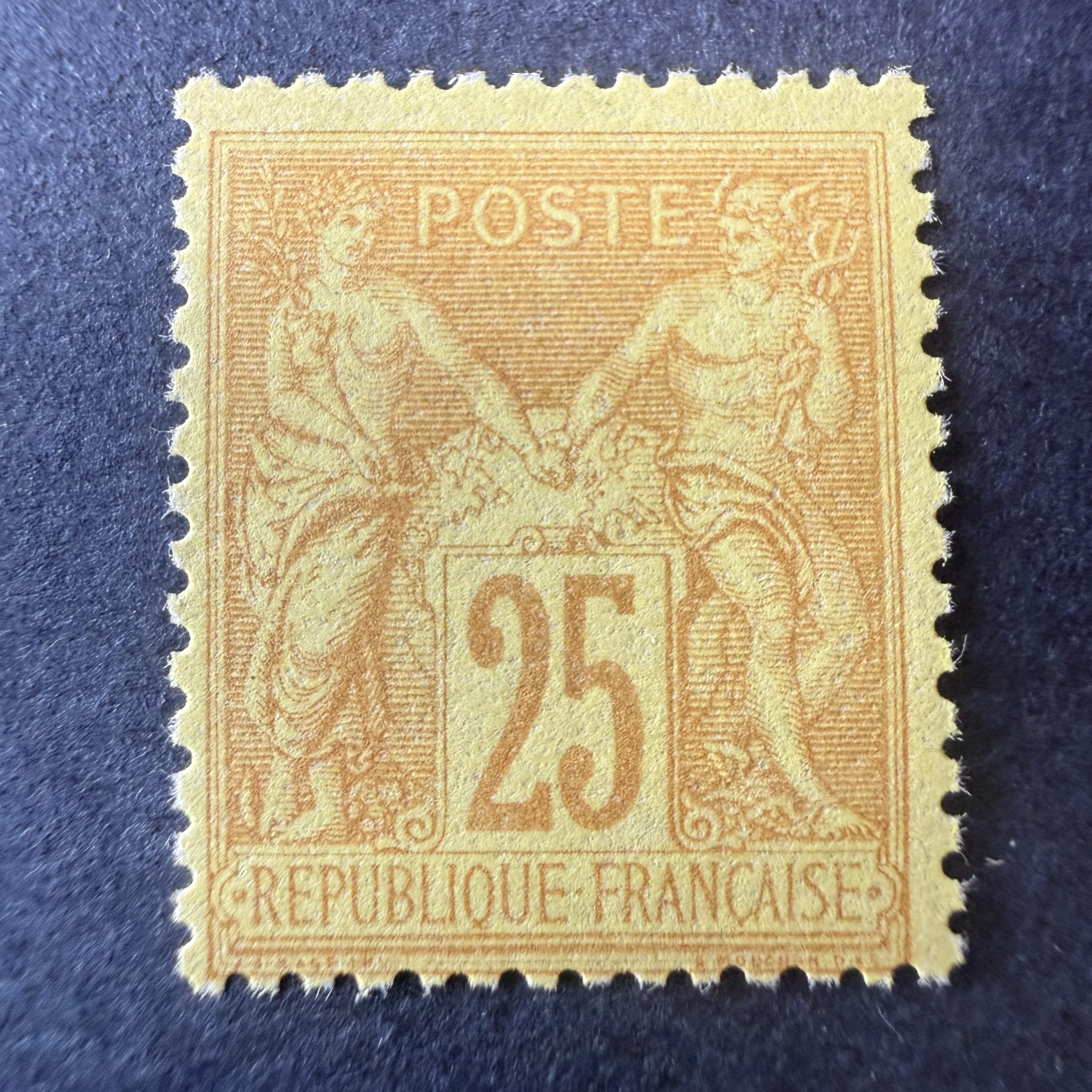 Yvert 92, "Sage 25c bistre jaune" en neuf **. Certificat. Superbe.