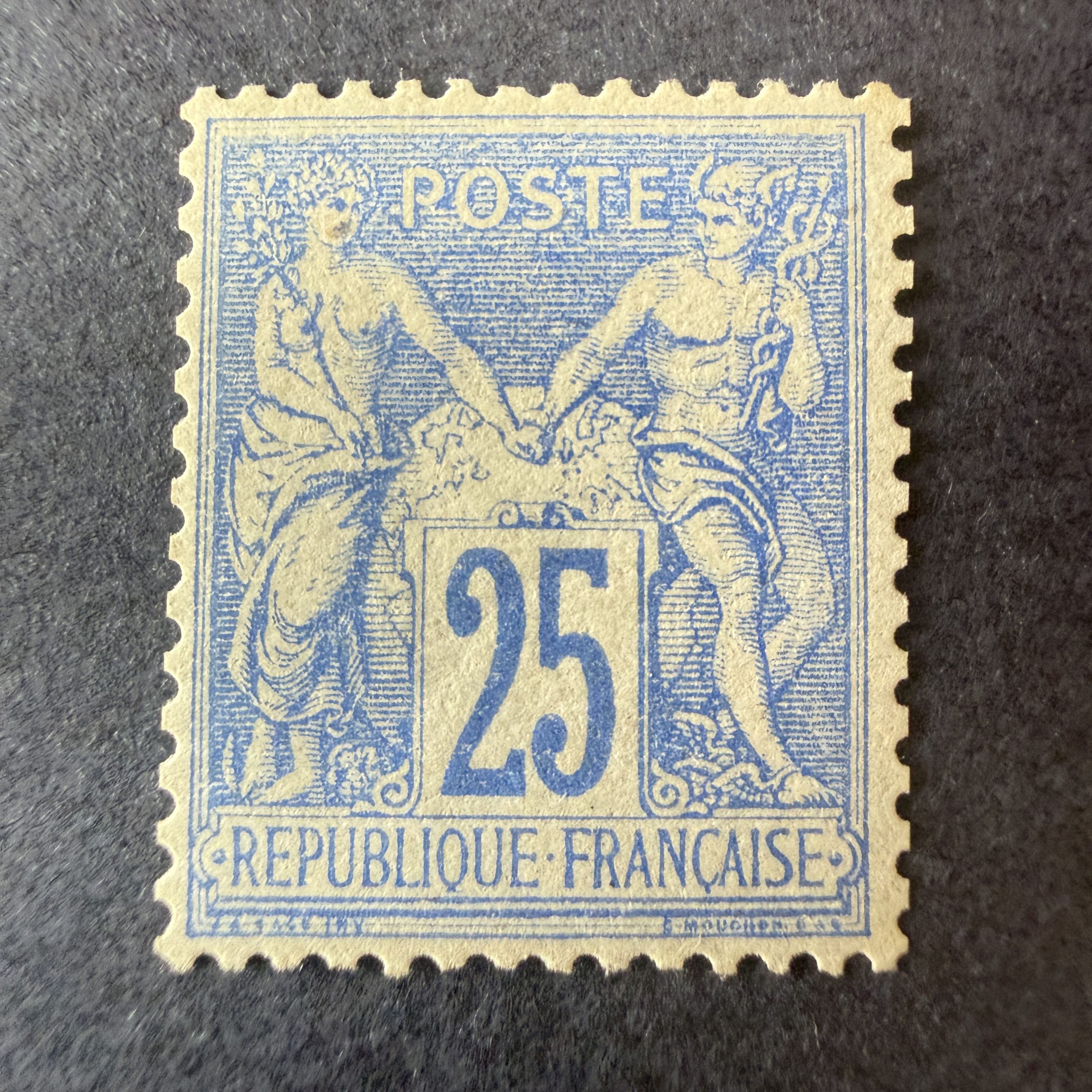 Yvert 78, "Sage 25c outremer" en neuf * (infime). Signé Calves, certificat. Superbe.
