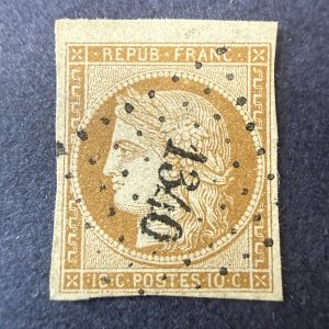 Yvert 1a, "Cérès 10c bistre brun" bdf en oblitéré. Superbe.