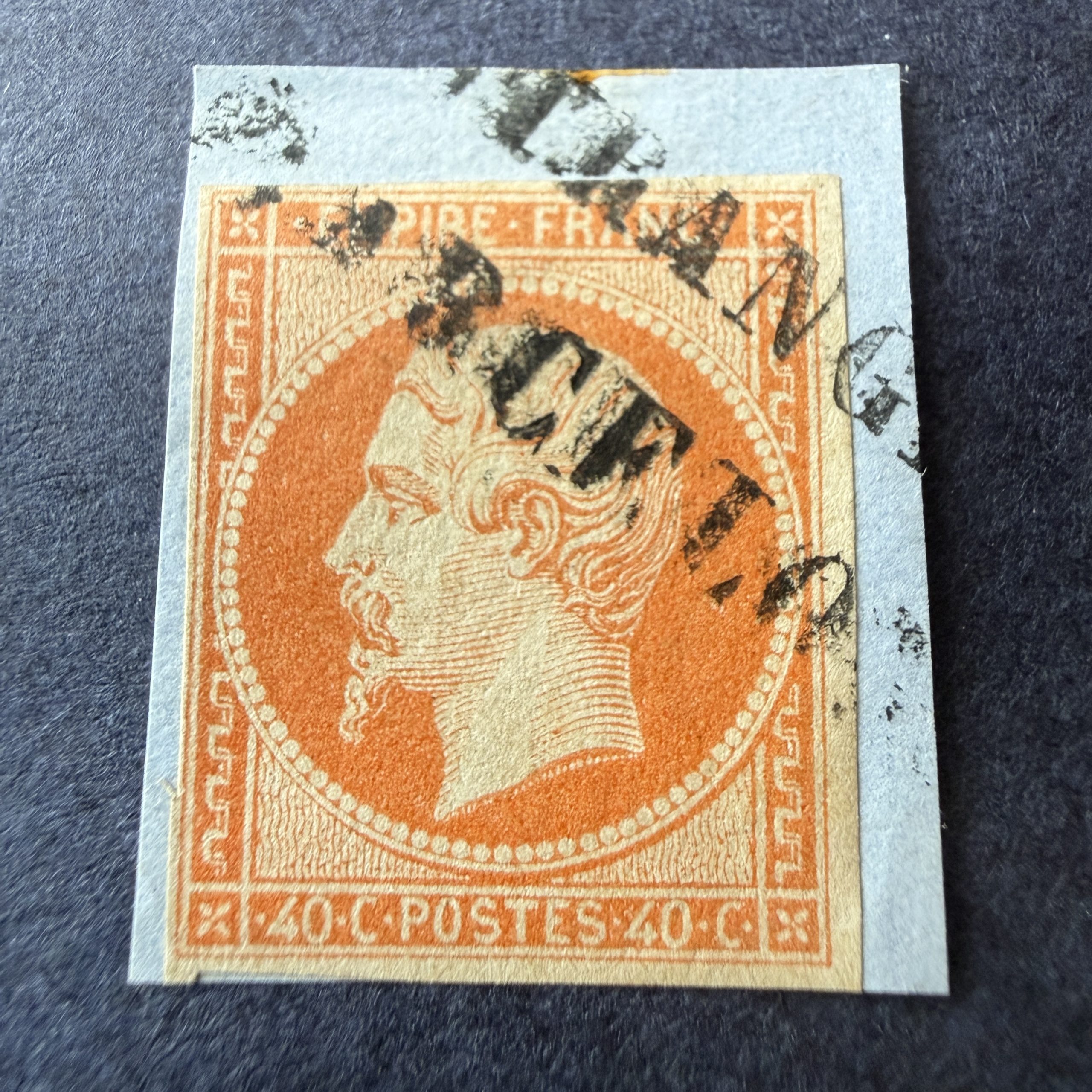 Yvert 16, "Napoléon 40c orange" oblitération espagnole. Superbe.