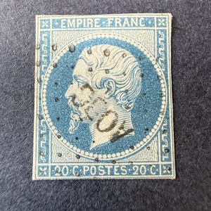 Yvert 14A, "Napoléon 20c bleu" oblitération "AOBC" armée d'orient. TB/B.