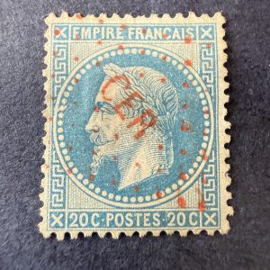 Yvert 29B, "Napoléon lauré 20c bleu" oblitération "CER" corps Italie. TB/B.