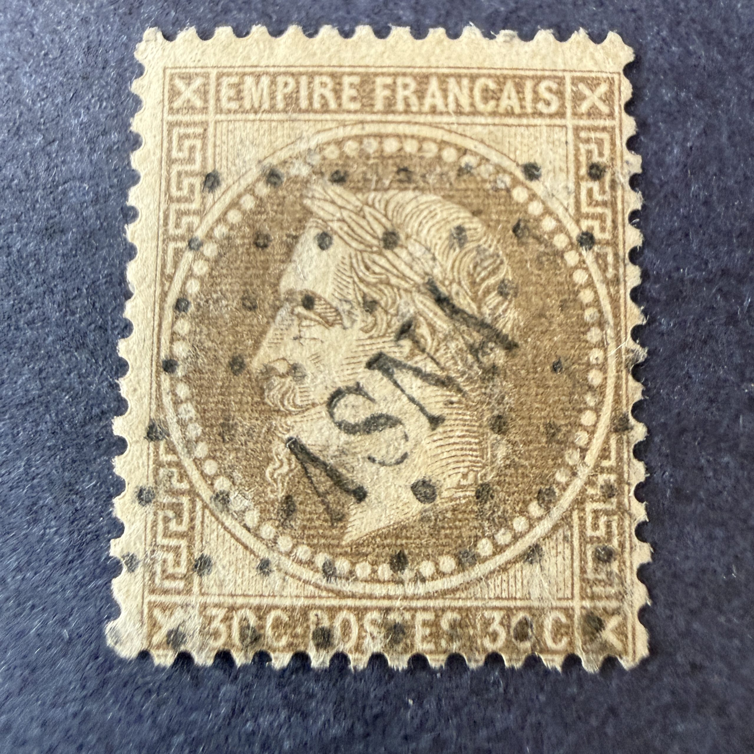 Yvert 30, "Napoléon lauré 30c" oblitéré ASNA (assemblée nationale). TB.