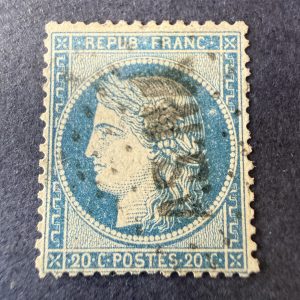 Yvert 60A, "Cérès 25c bleu" oblitéré ASNA (assemblée nationale). TB.