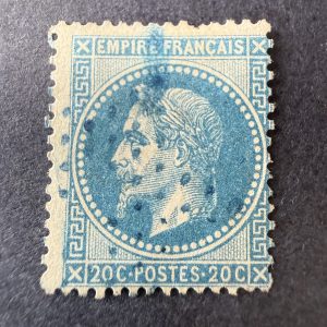 Yvert 29B, "Napoléon lauré 20c" oblitéré étoile bleue. TB.