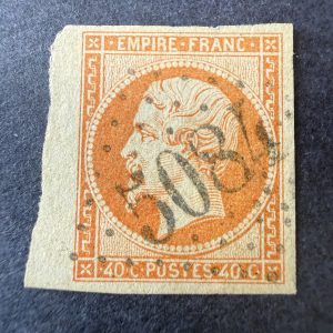 Yvert 16, "Napoléon 40c orange" oblitéré GC 5084 "Dardanelles". TB.