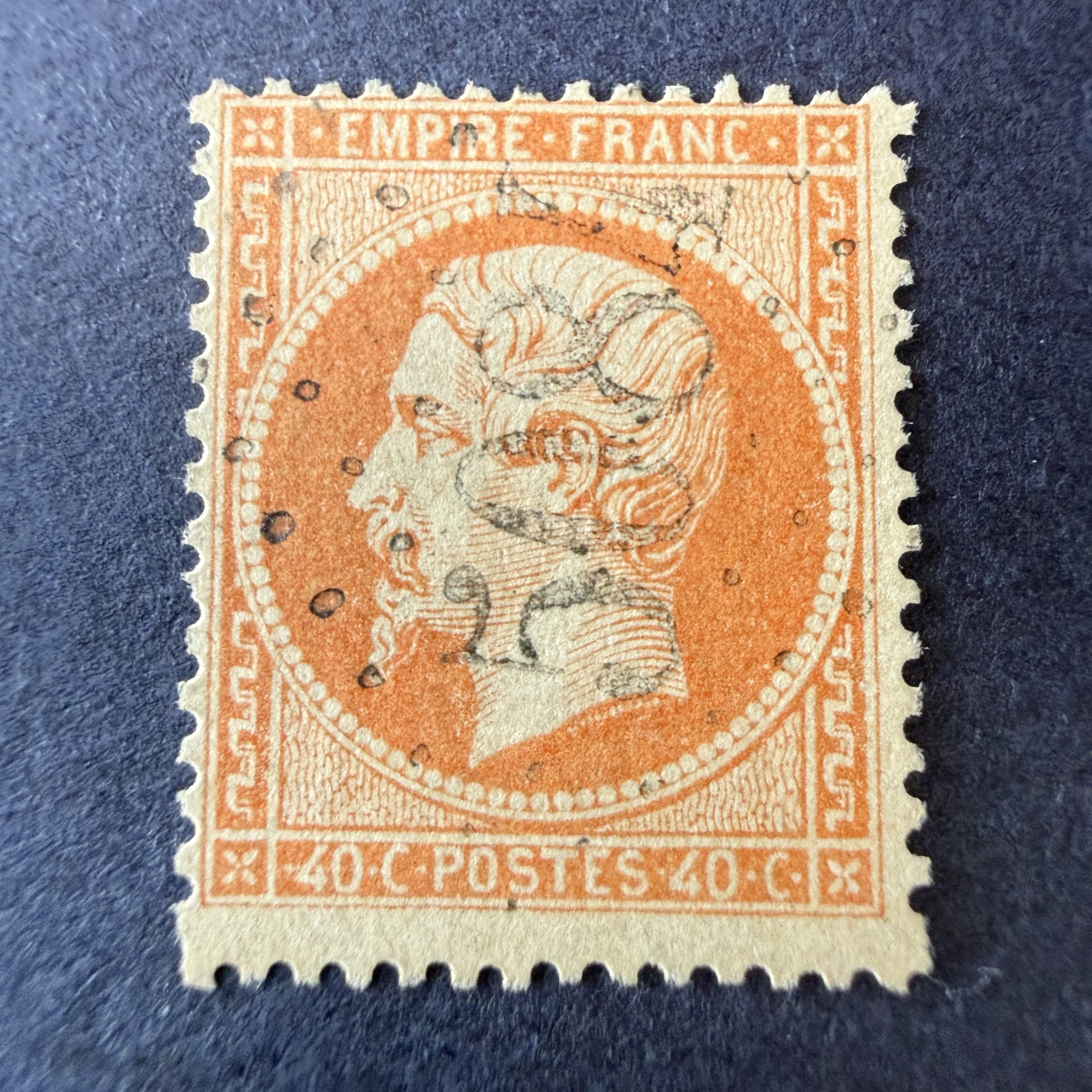 Yvert 23, "Napoléon 40c orange" oblitéré GC 5084 "Dardanelles". TB.