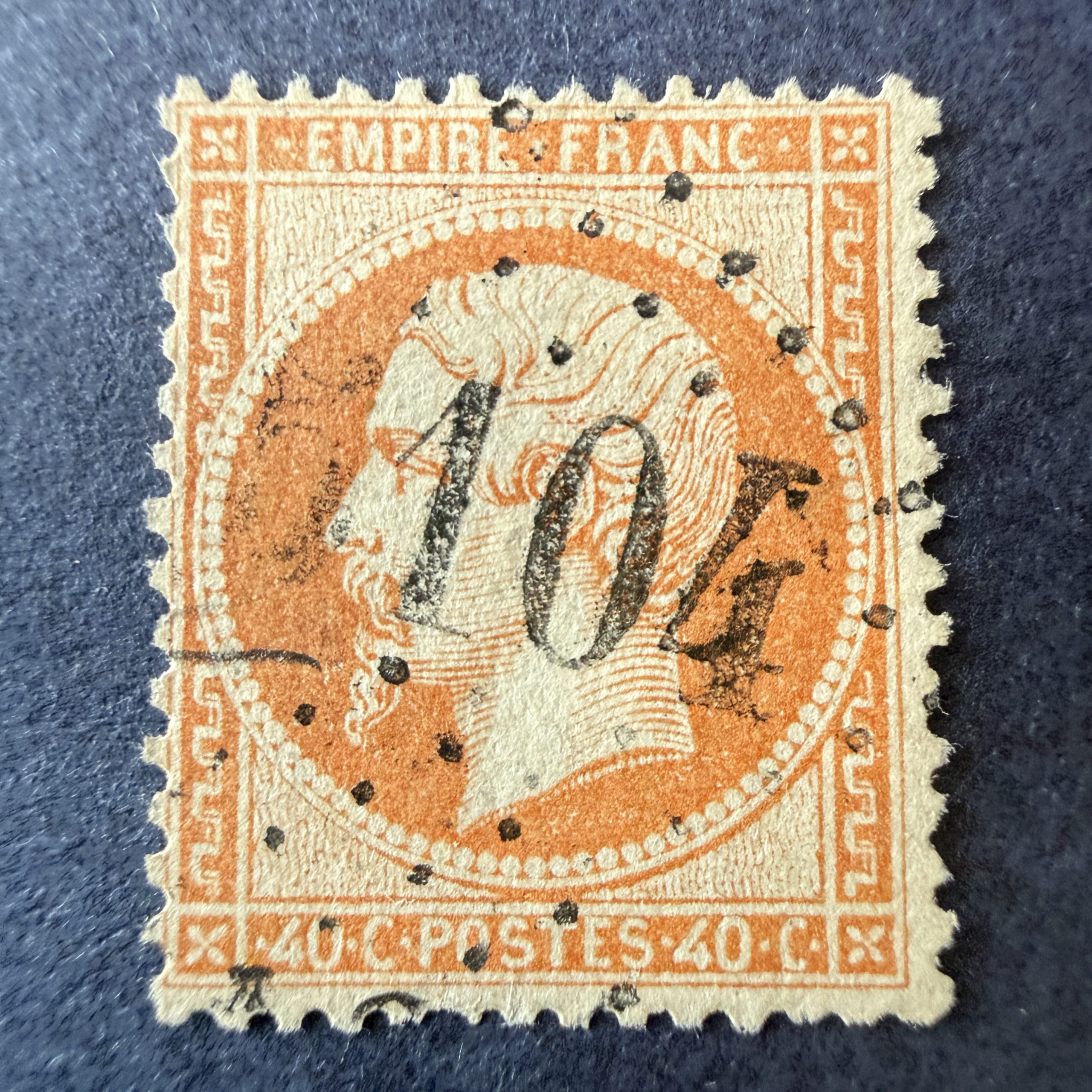 Yvert 23, "Napoléon 40c orange" oblitéré GC 5104 "Shanghaï". TB.