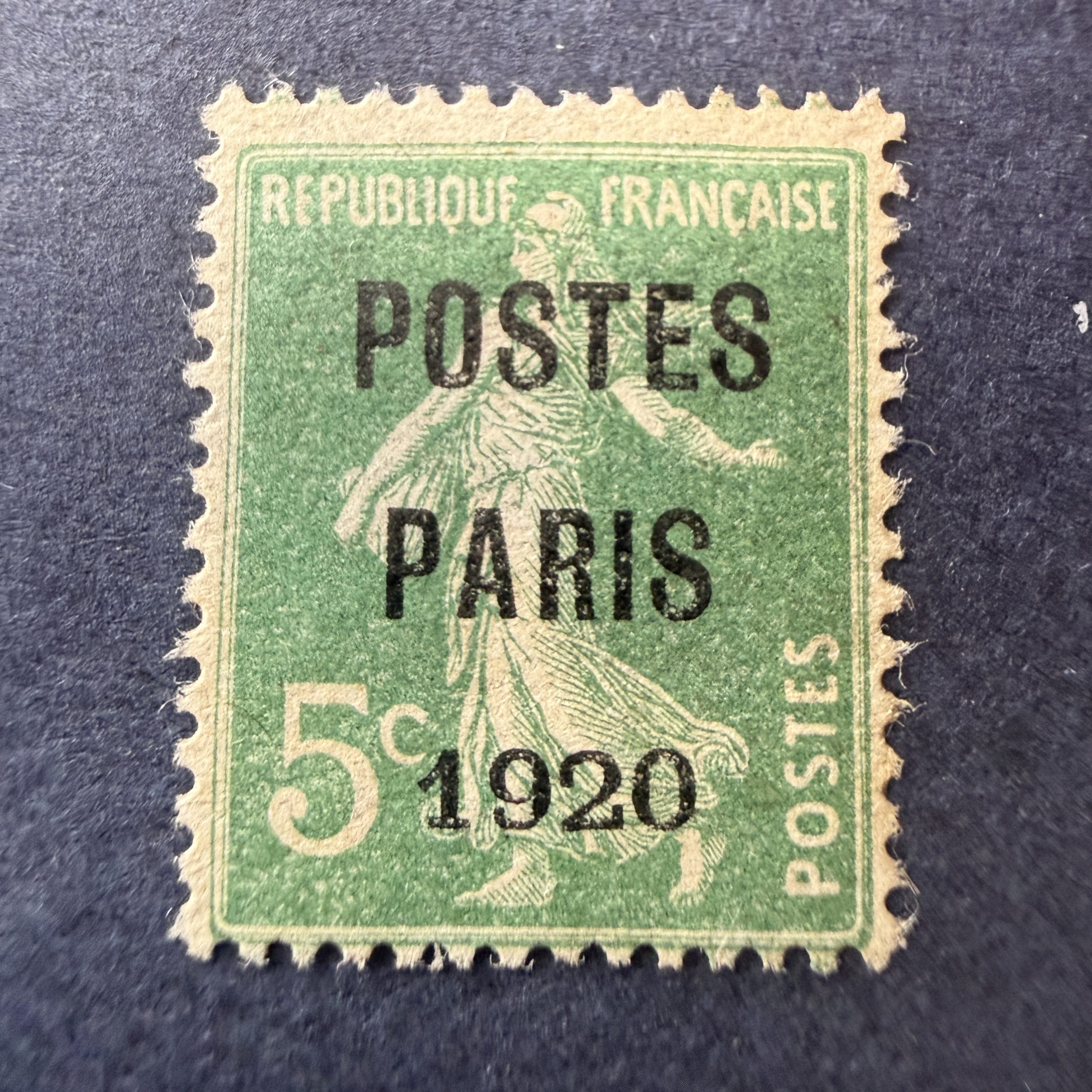 Préoblitéré Yvert 24, "Semeuse 5c 1920" en neuf. Signé Roumet. TB.