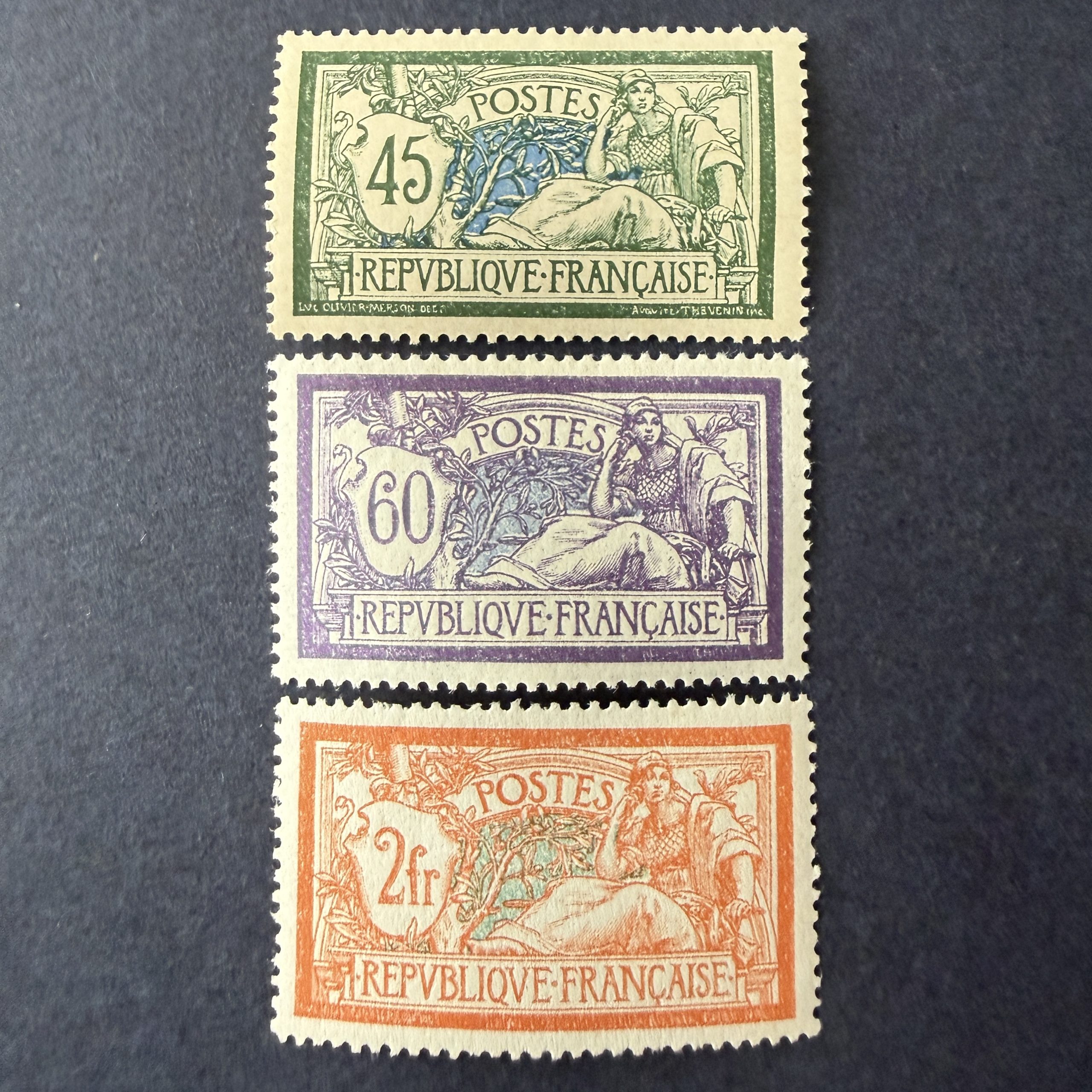 Yvert 143/145, "Mersons" centrés en neuf ** sans charnière. TB.