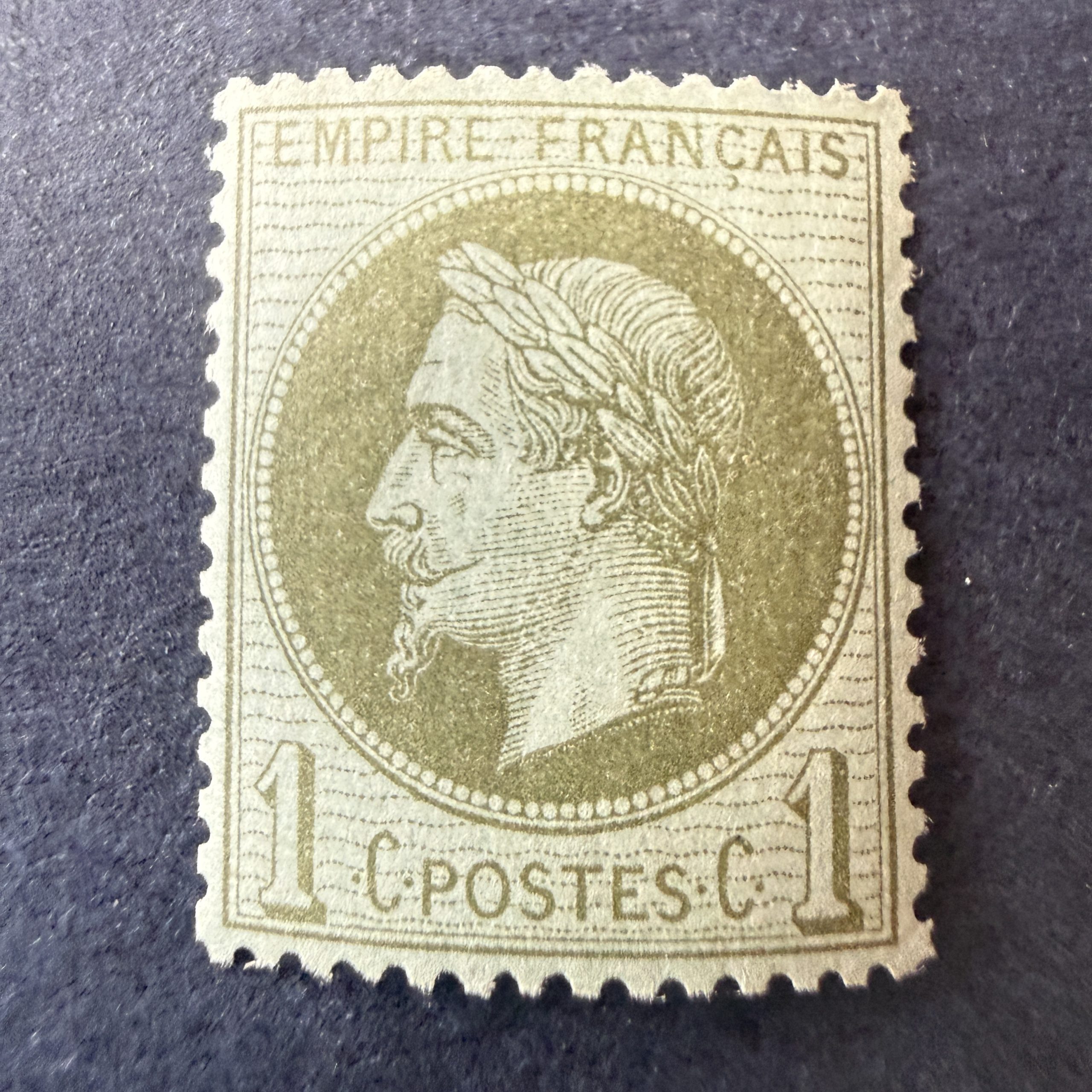 Yvert 25, "Napoléon lauré 1c" en neuf ** sans charnière. Superbe.