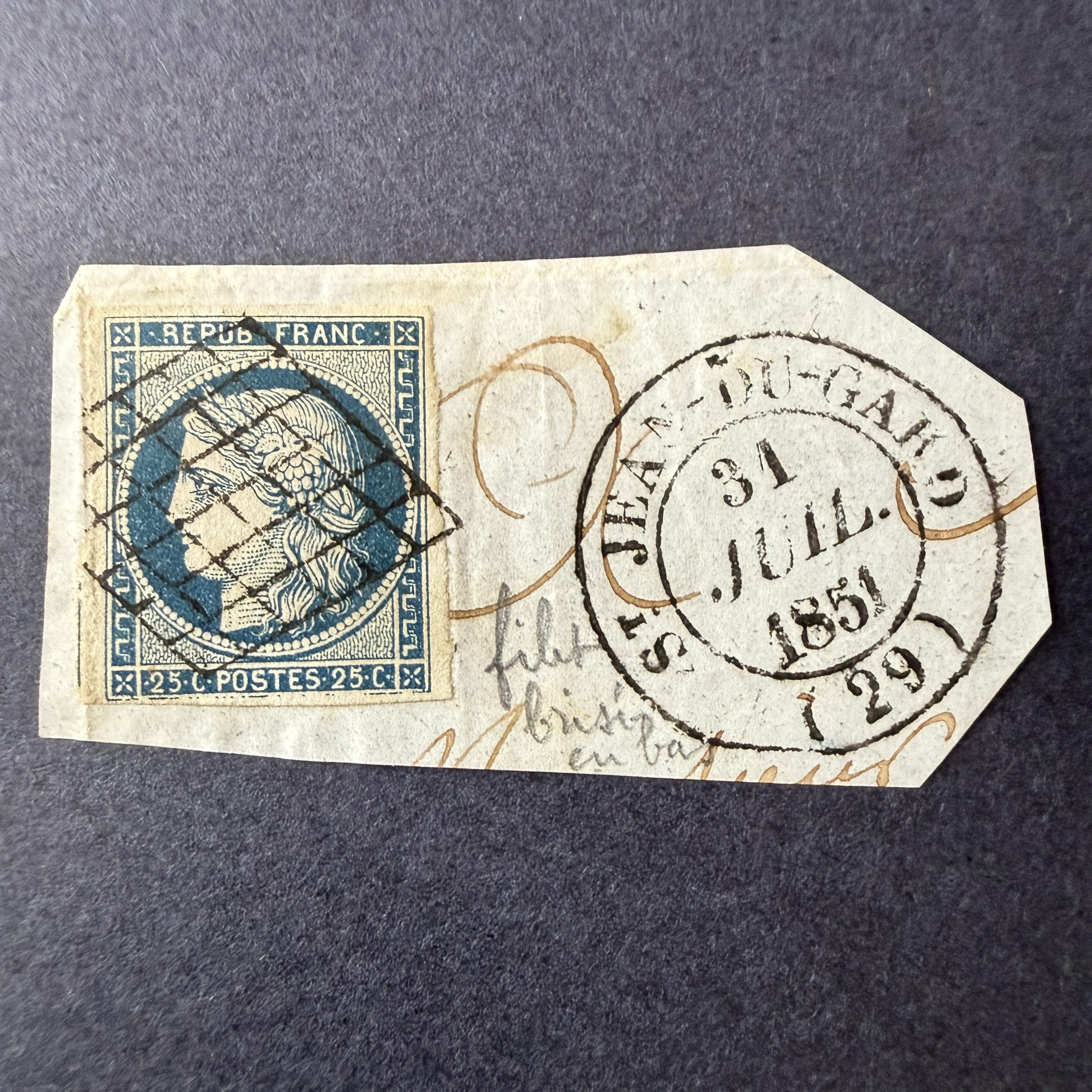 Yvert 4, "Cérès 25c bleu" en oblitéré avec CàD type 14. Superbe.