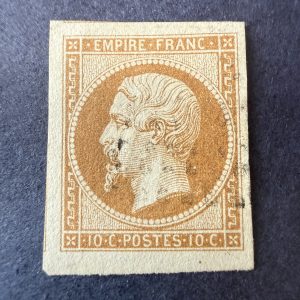 Yvert 13B, "Napoléon 10c bistre" pièce choisie en oblitéré. Superbe.