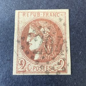 Yvert 40B, "Bordeaux 2c brun rouge" en oblitéré. Signé Scheller. SUP.