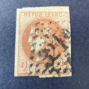 Yvert 40B, "Bordeaux 2c brun rouge clair" en oblitéré. Signé Scheller. TB.