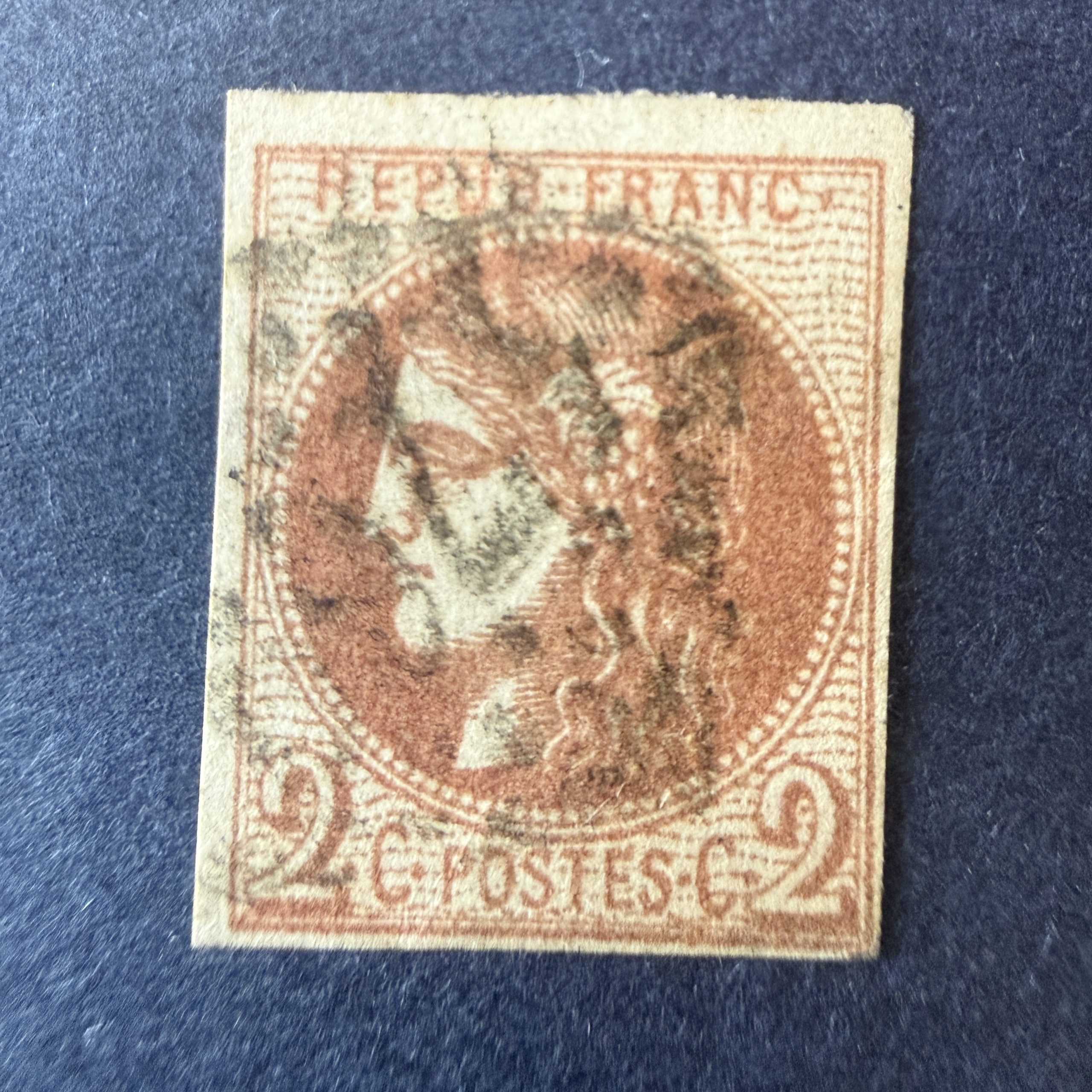 Yvert 40B, "Bordeaux 2c brun rouge" en oblitéré. Signé Scheller. TB.
