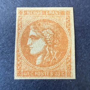 Yvert 48h, "Bordeaux 40c jaune orange" en neuf **. Signé Brun. TB.